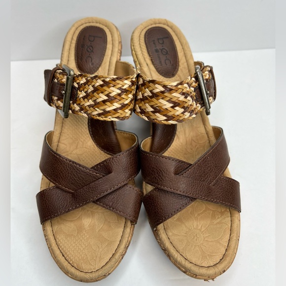 B.O.C. Born Concepts Womens Izabel Cork Strappy Wedges W/Buckle Woven Sz 9M - Picture 9 of 9